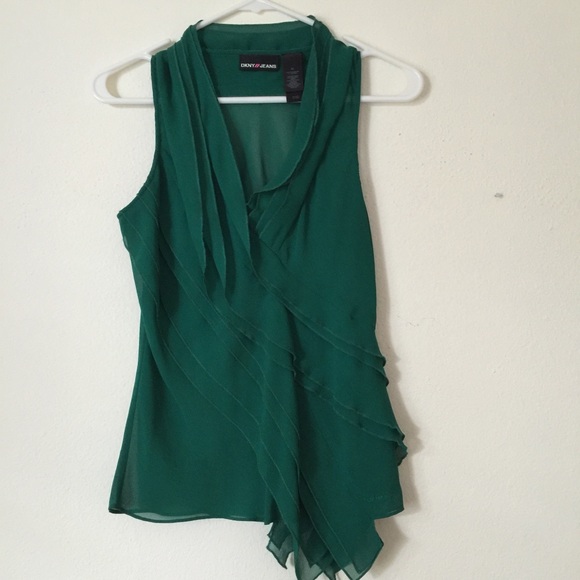 DKNY green asymmetrical top - Picture 1 of 3