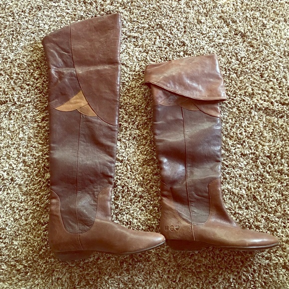 Over the knee brown boots