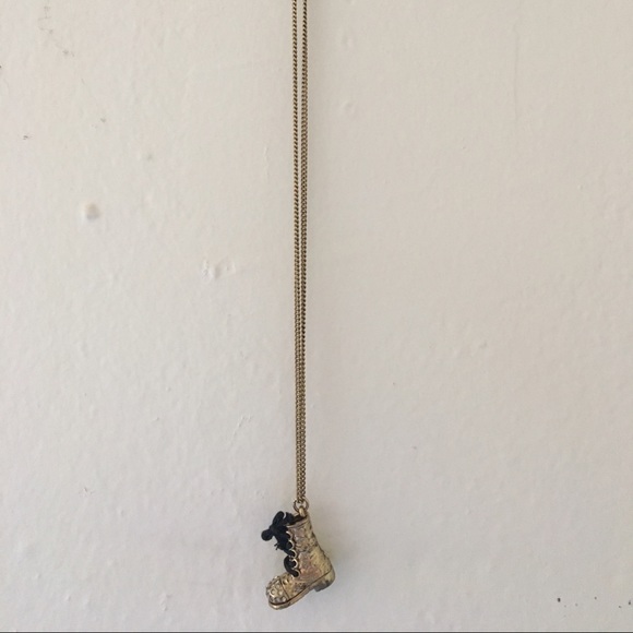 Gold Combat Boot Pendant Necklace