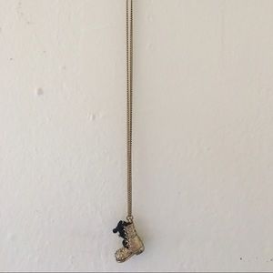 Gold Combat Boot Pendant Necklace