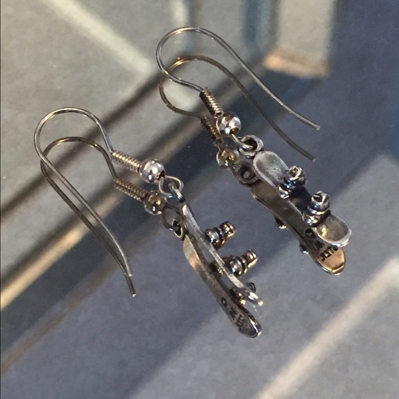 Sterling silver snowboard earrings