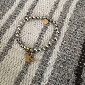 Rustic Cuff "K" charm bracelet