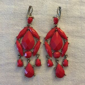Silver and Red Statement Earrings