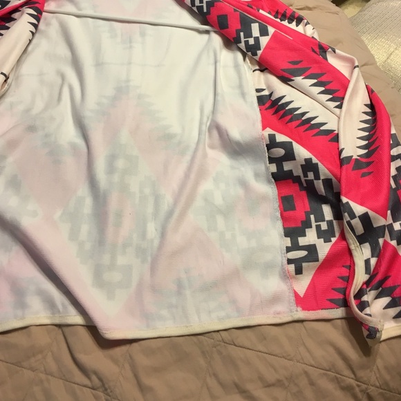 Pink/Grey & Cream Aztec printed Cardigan - Picture 3 of 3