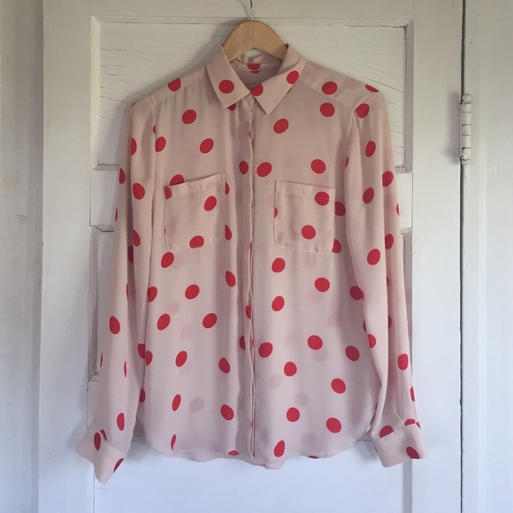 Loft Polka Dot Button Down Blouse