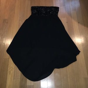 LAST CHANCE: Black and sequinned high low dress.