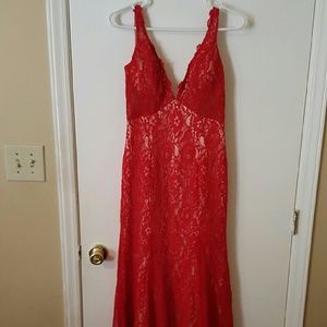 Red formal floor length gown