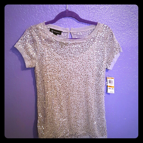 INC SILVER SEQUIN TEE!! NWT! MAKE OFFER!!