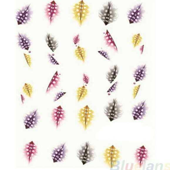 Feather water decal nail stickers