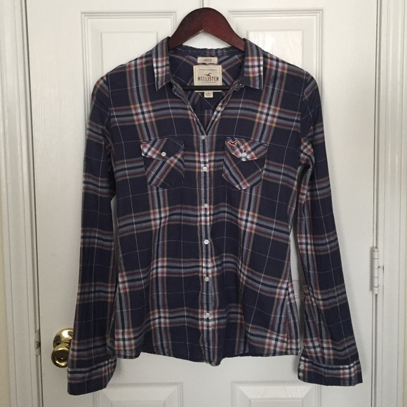 Hollister Sheer Plaid Button Down Shirt