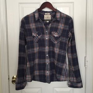 Hollister Sheer Plaid Button Down Shirt