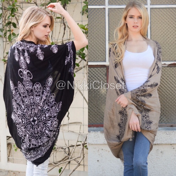 Sold Kimono scarf cocoon wrap coverup cape boho - Picture 3 of 4