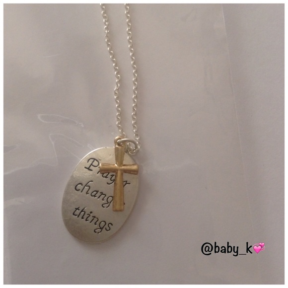 Prayer Changes Things Silver Necklace - Picture 2 of 2