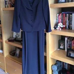 Talbots long navy dress with matching jacket.
