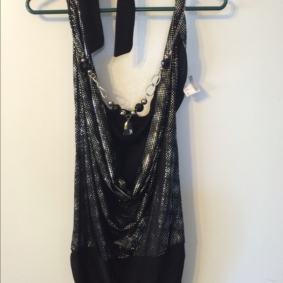Sexy black and silver halter top. - Picture 2 of 2