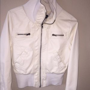 Cream Leather Jacket