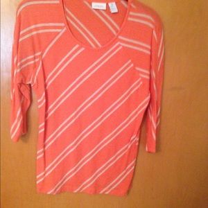 Chicos coral and beige light-weight sweater