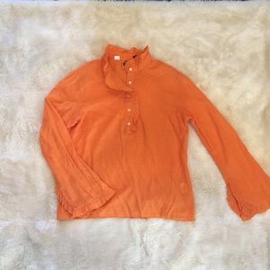 Orange Tory Burch blouse w/ ruffle detail. Sz 10.