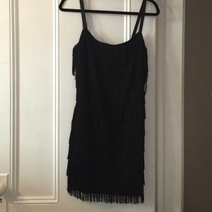 Black fringe vintage dress