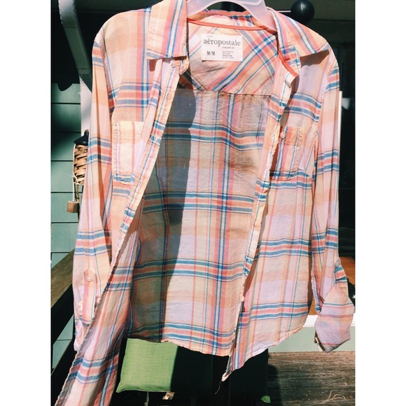 Orange Aeropostale Plaid Button Down