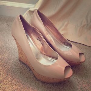 Tan wedges with cork wedge