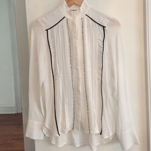 NWT h@m beaded stitched Victorian inspired top sz2