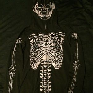 Skeleton detail zip up hoodie