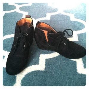 Wedge black booties