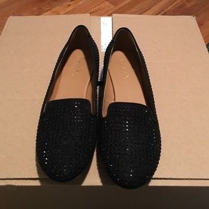 Black sparkly loafers