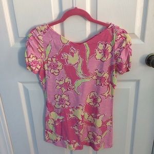 Lilly Pulitzer "Day Lilly" Puff Sleeve T Shirt