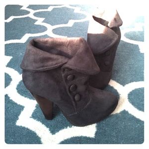 Super soft fold over dark grey booties