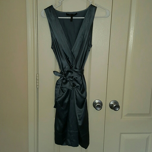 Blue wrap dress with belt