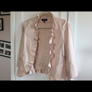 Baby pink ruffled blazer
