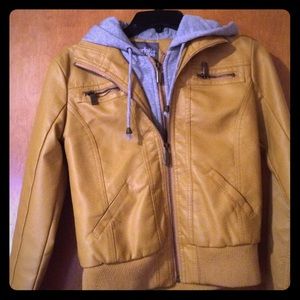 hooded leather jacket