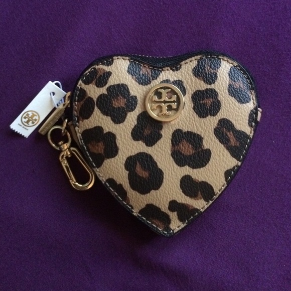 Tory Burch Kerrington Heart Zip Key Fob Leopard