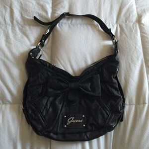 Guess purse, black with fun bow