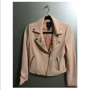 Light pink studded biker jacket