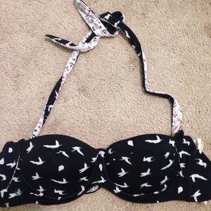 bird print bikini top