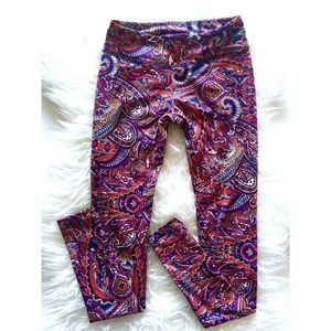Kira Grace Red Paisley Yoga Leggings