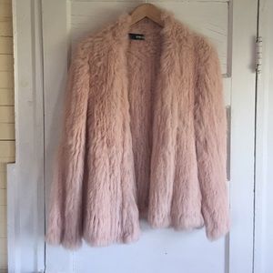 Blush Knitted Rabbit Fur Jacket