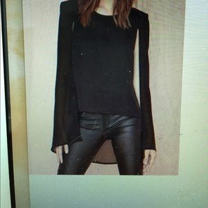 Nasty gal black cape blouse XS NWT
