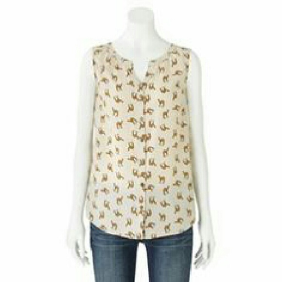 Croft & Barrow Tops - Camel print sleeveless blouse