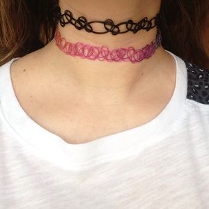 Rainbow & Black Tattoo Chokers Set