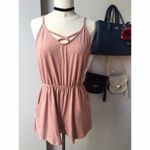 Blush Pink Velvet Romper