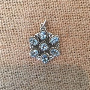 Gorgeous faceted flower pendant- sterling silver