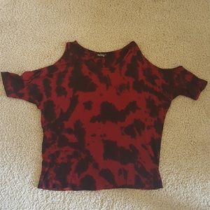 Tie Dye Loose Fit Cold Shoulder Top