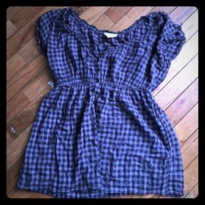 Arizona black and grey checkered peasant shirt