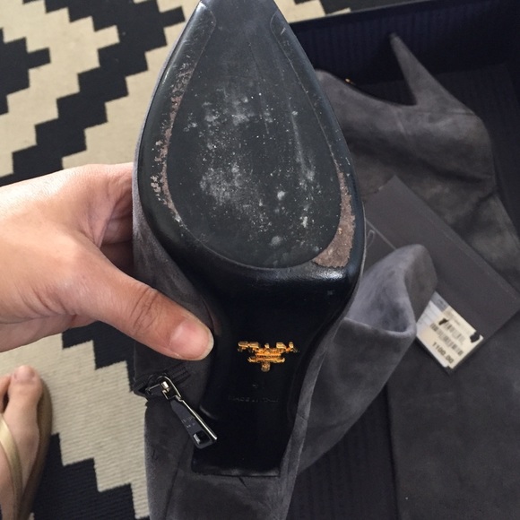PRADA GREY SUEDE BOOTS - Picture 3 of 4