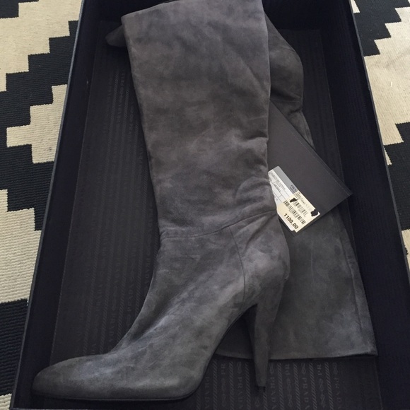 PRADA GREY SUEDE BOOTS - Picture 4 of 4