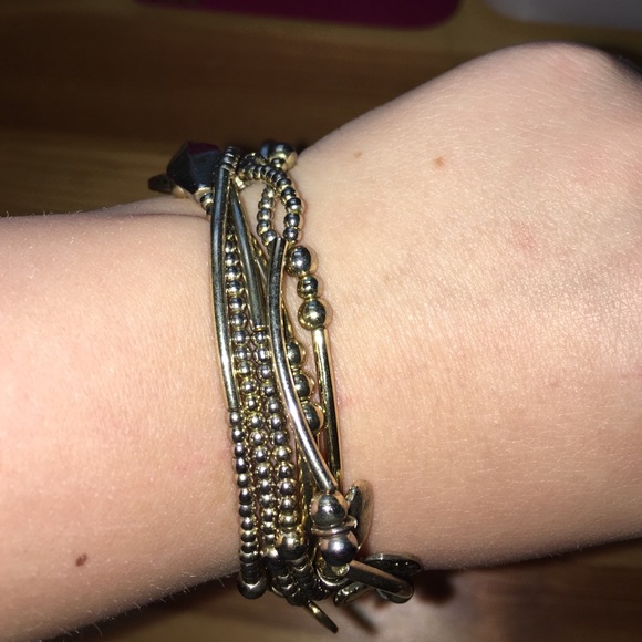 A set of gold bracelets